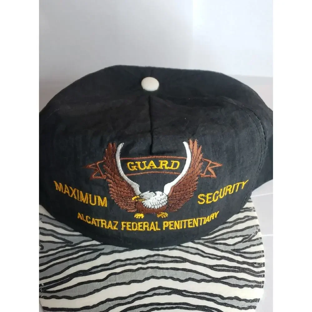 Guard Maximum Security Alcatraz Federal Penitentiary Snap Back Cap Zebra Print